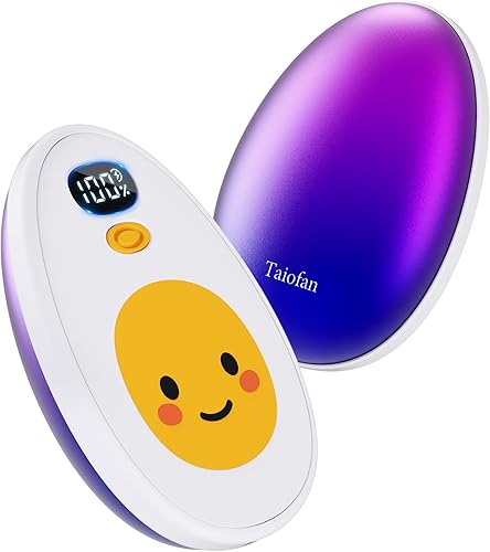Taiofan Hand Warmers Rechargeable, 2 Pack Cute Egg Design, LED Display, 4 Levels Fast Heating Magnetic Electric Hand Warmers, Portable Pocket Heater Gifts for Women Men Outdoor Camping Hunting Golf