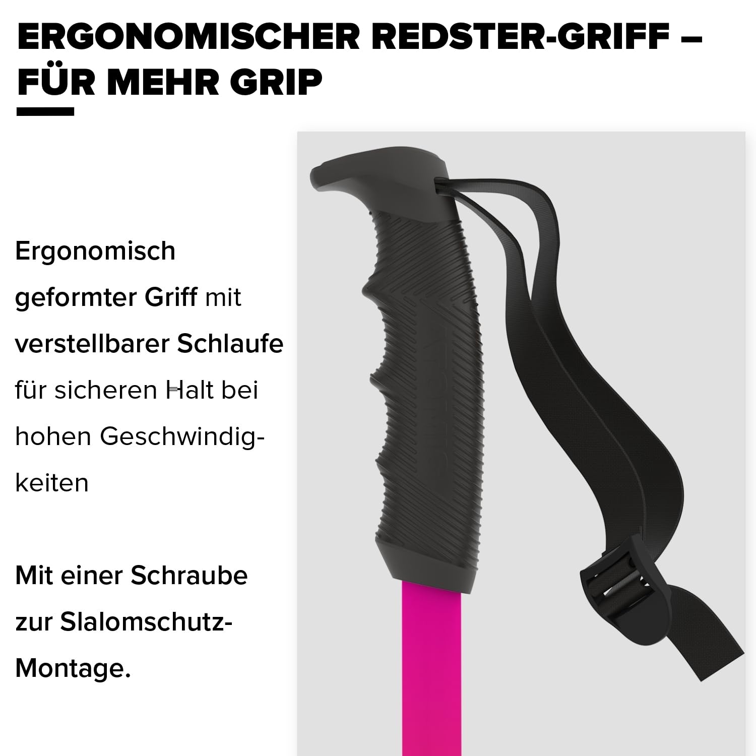 Atomic REDSTER Skistöcke I Rot I Ski-Stöcke mit ergonomischem Griff & 60 mm Pistenteller I Robuste Ski-Poles aus hochwertigem Aluminium I Skistock mit Verstellbarer Schlaufe