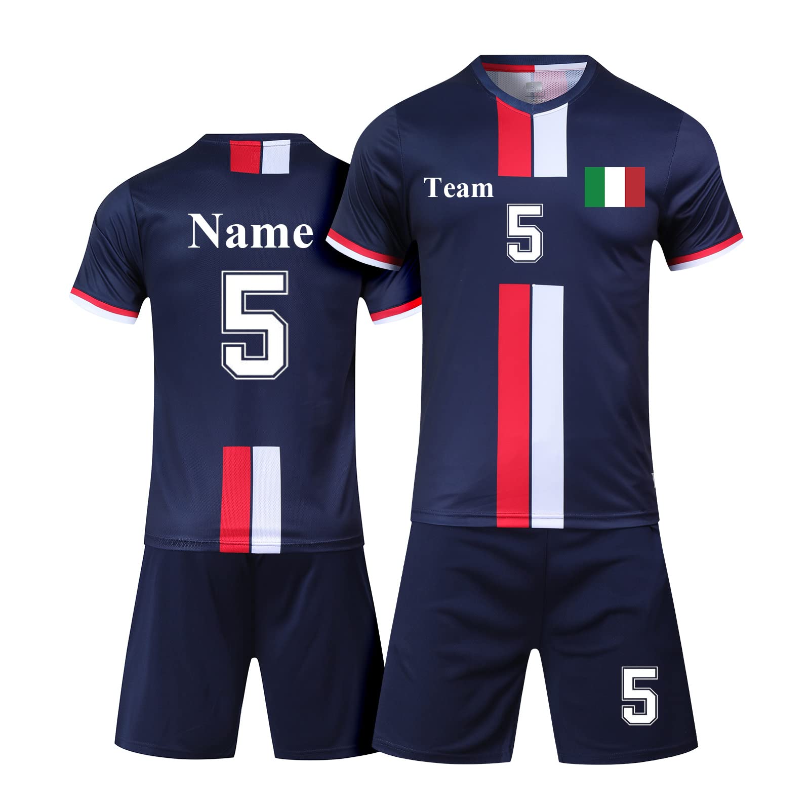 LAIFU Personalizzazione della Maglia Kit, Nome Personalizzabile, Nome della Squadra, Numero, Logo della Squadra,Calcio Maglia Personalizzabile Kit,Unisex Bambini e Adulto