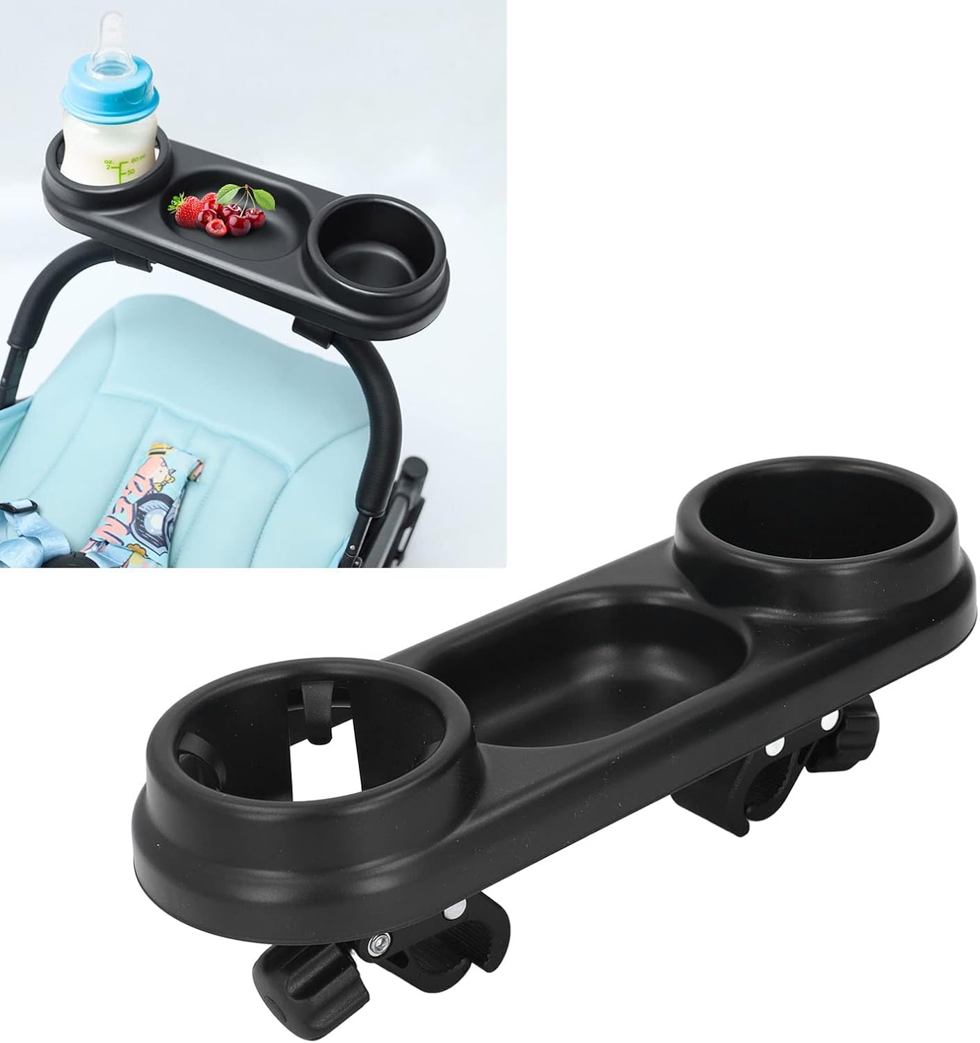 RiToEasysports Stroller Snack Tray, Universal Stroller Tray with Insulated Cup Holder Snack and Drink Organizer Stroller Accessories Babies Travel