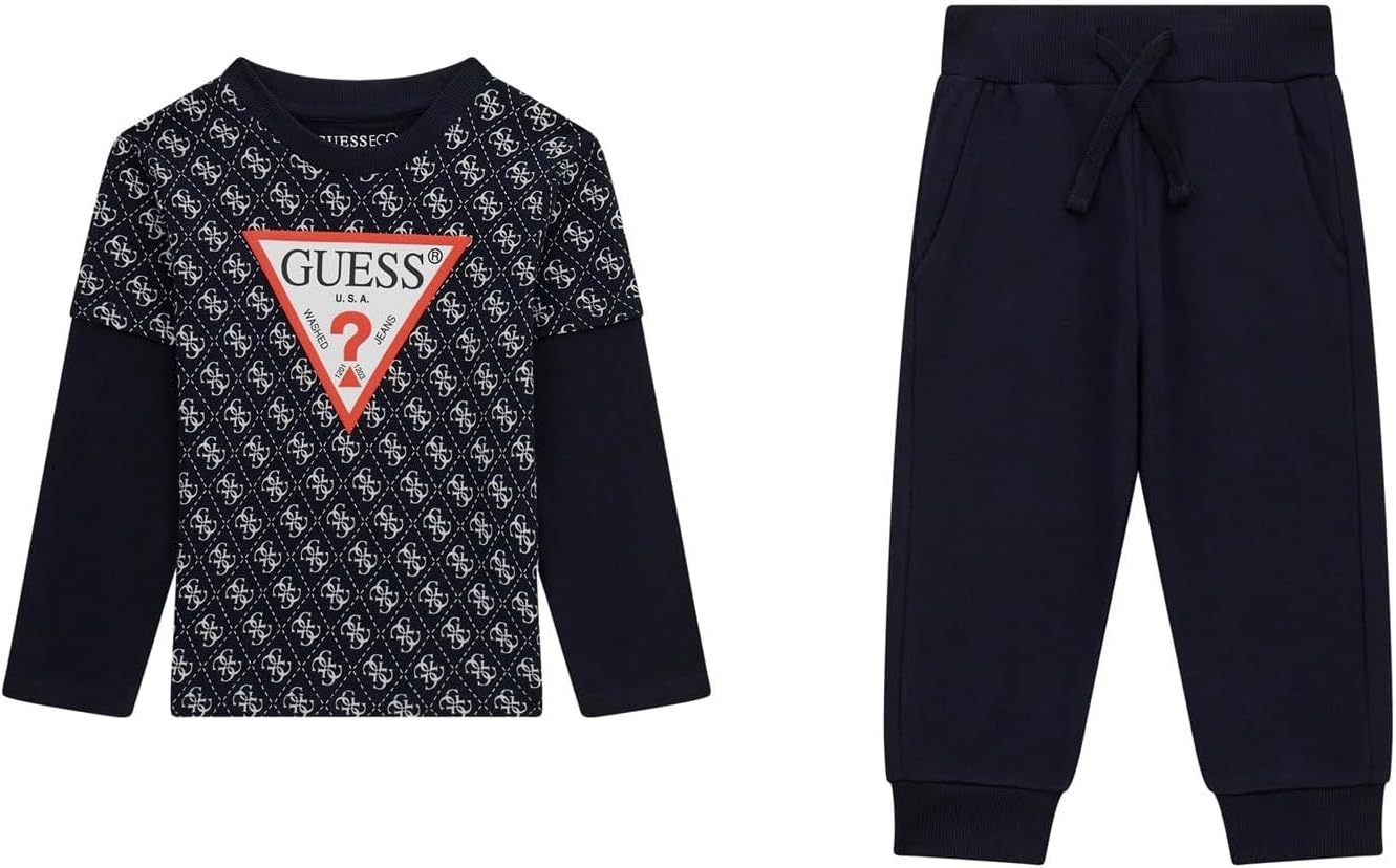GUESS baby-boys Eco Long Sleeve T-shirt and Active Pants Set