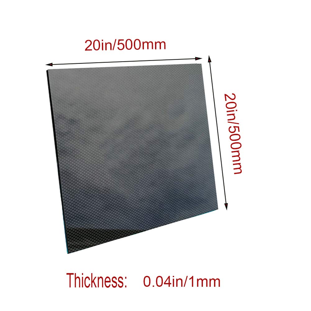 Kohlefaserplatte, 3K 100% Laminatplatte, reines Laminat, Leinwandbindung, glänzende(500mm x 500mm x 1mm)