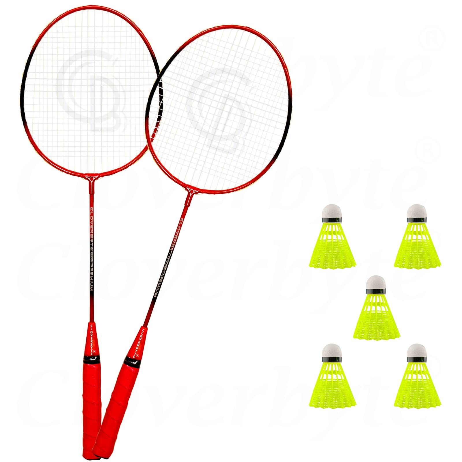 CLOVERBYTE Premium Red Single Shaft 2 Badminton Rackets with 5 Nylon Shuttles Badminton Kit (B0C1VJRL35) Amazon Price History, Amazon Price Tracker