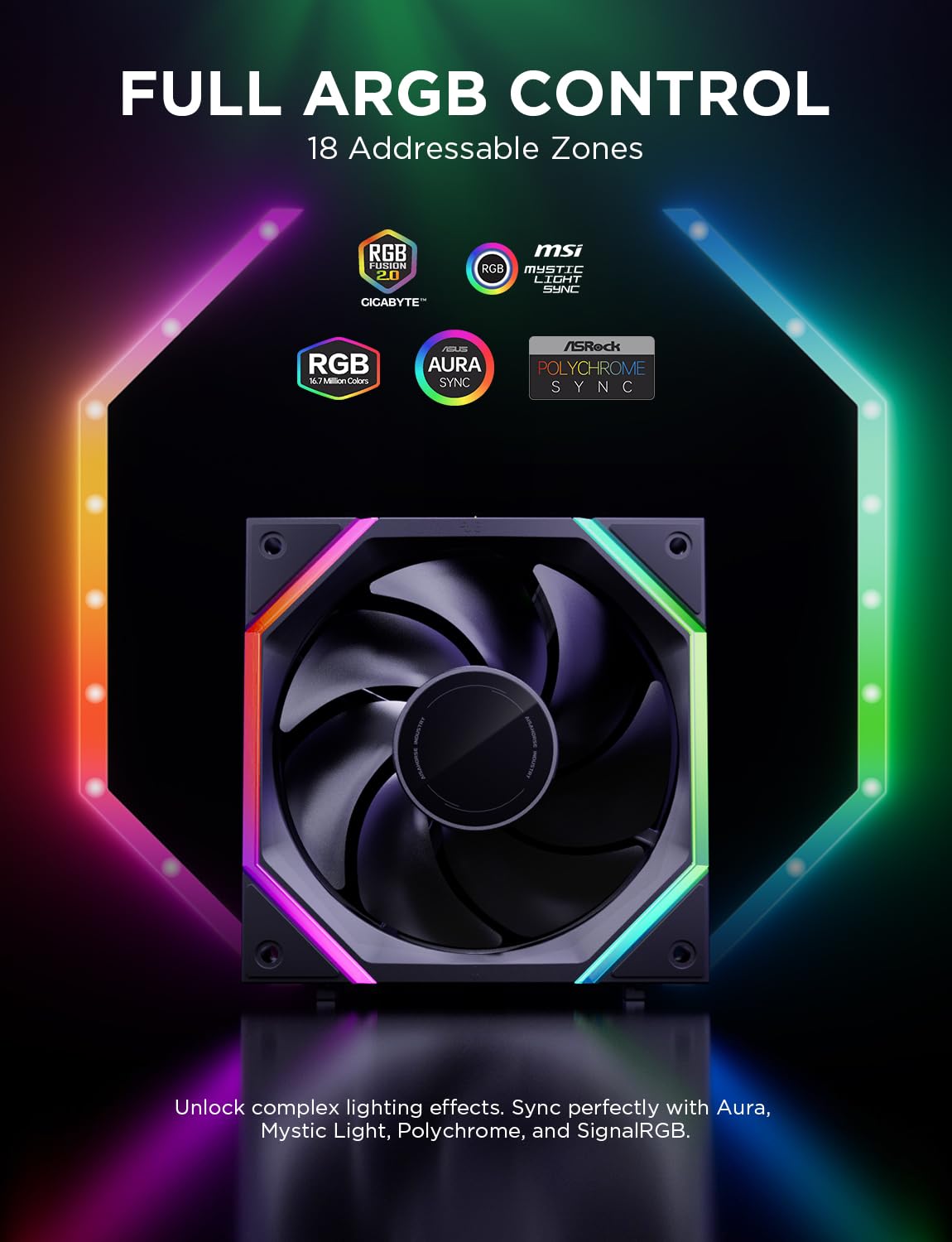 AsiaHorse Nyota Pro 120mm Gehäuselüfter, PC Lüfter 120mm 3er Set, Daisy Chain ARGB PWM 2000RPM Leise, High Airflow Case Fan, Standard-Lüfterblatt (Abluft), Schwarz 3er-Pack