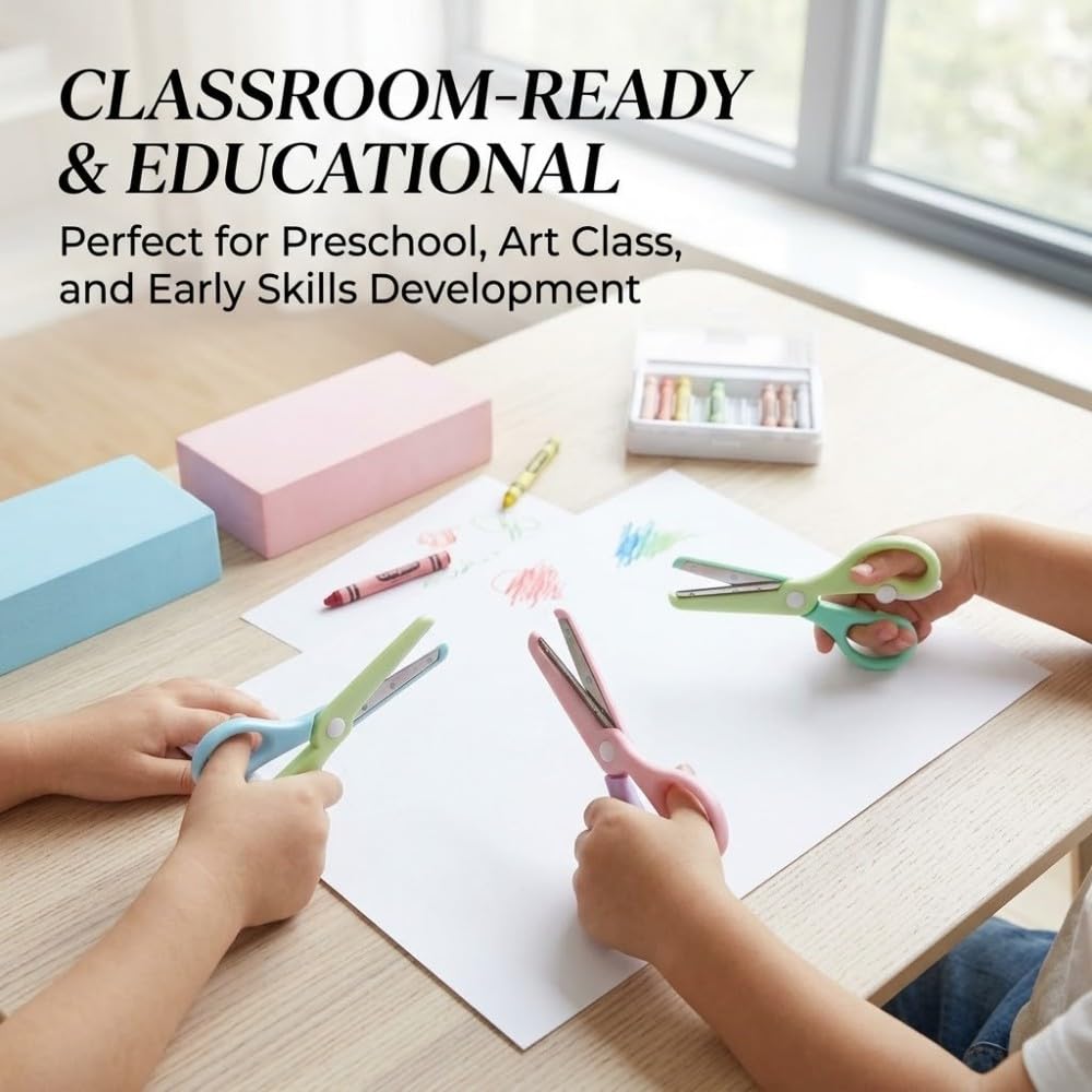 3 Piezas Tijeras de Aprendizaje para Niños, 10,7 cm Herramienta Creativa de Plástico con Resorte, Diseño de Doble Color, Para Manualidades en Casa y Aula de Preescolar, Puntas Redondeadas