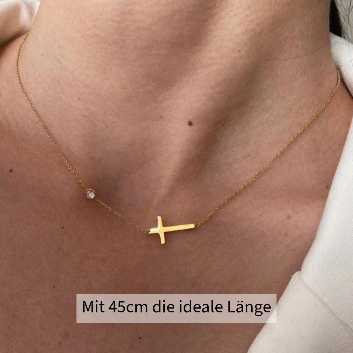 Wunderschöne Kreuz Kette gold Set als christliche Geschenke für Frauen | Elegante Damen Schmuck Set mit Kreuz als christliche Geschenkidee | Ideals auch als Christlicher Schmuck Frauen Geschenk