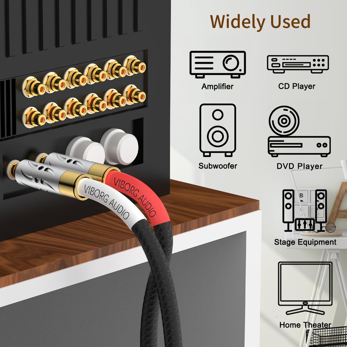 Viborg Coppia 09G-801 RCA Cavo di interconnessione 4 Core Multiplex Rame Multiplex 5N Cavo di segnale RCA OFC (3,3FT/1M)