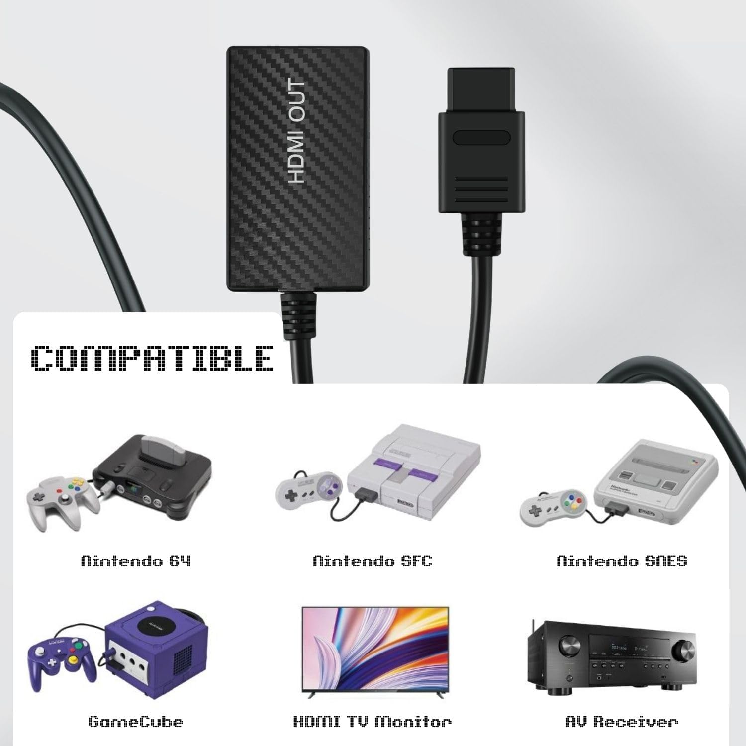 TNP HDMI Adapter for N64 Nintendo 64, Gamecube, Super Nintendo SNES SFC Super Famicom - 3 in 1 Analog AV to HDMI Output Converter Cable for Improved Video Quality on HD TVs, Monitors, and Projectors - Image 3