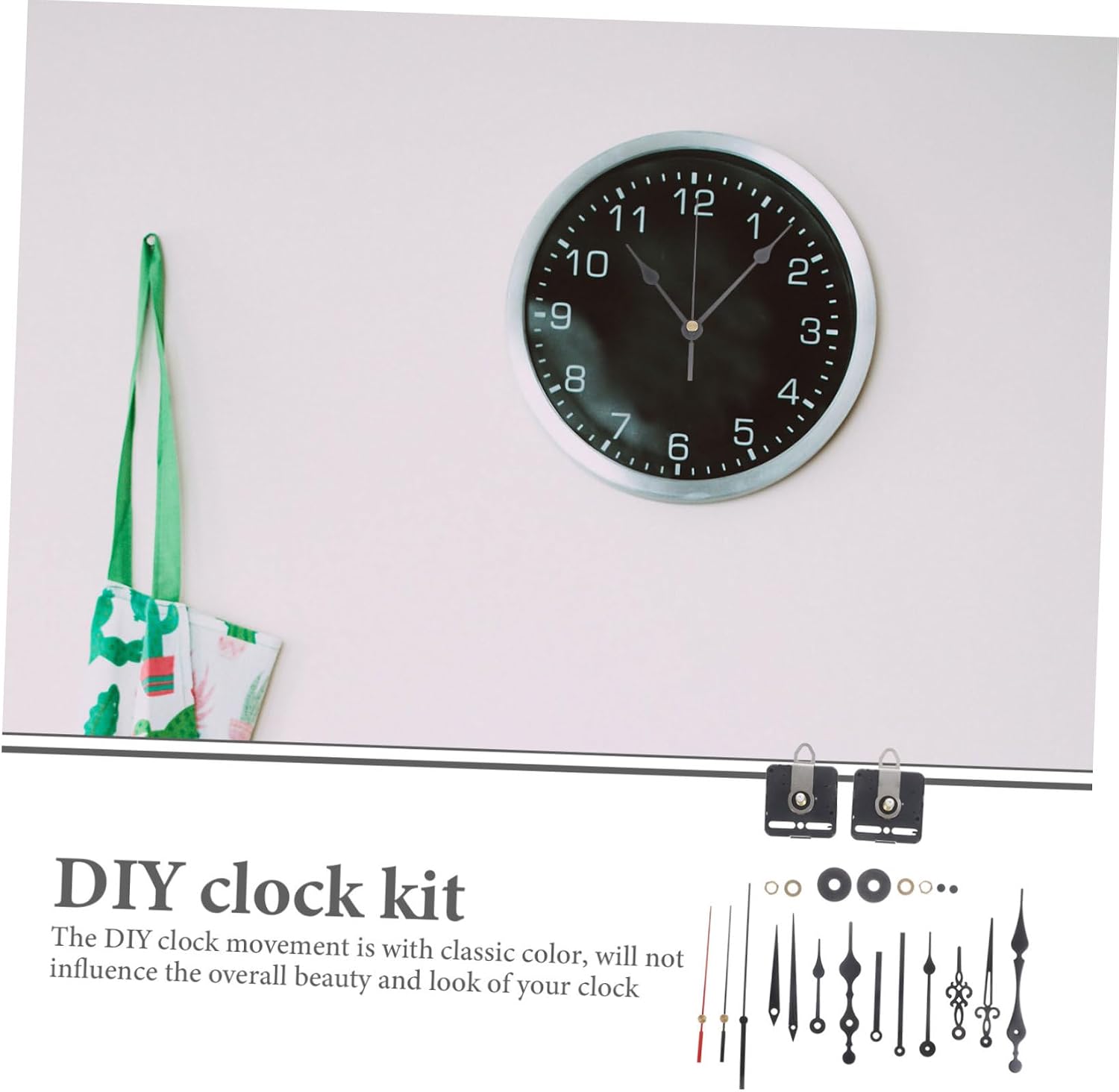 DOITOOL DIY Clock Movement Replacement Kit Mute Wall Clock Movement with Hands Mechanism Parts for Repair and DIY Wall Projects 2 Sets