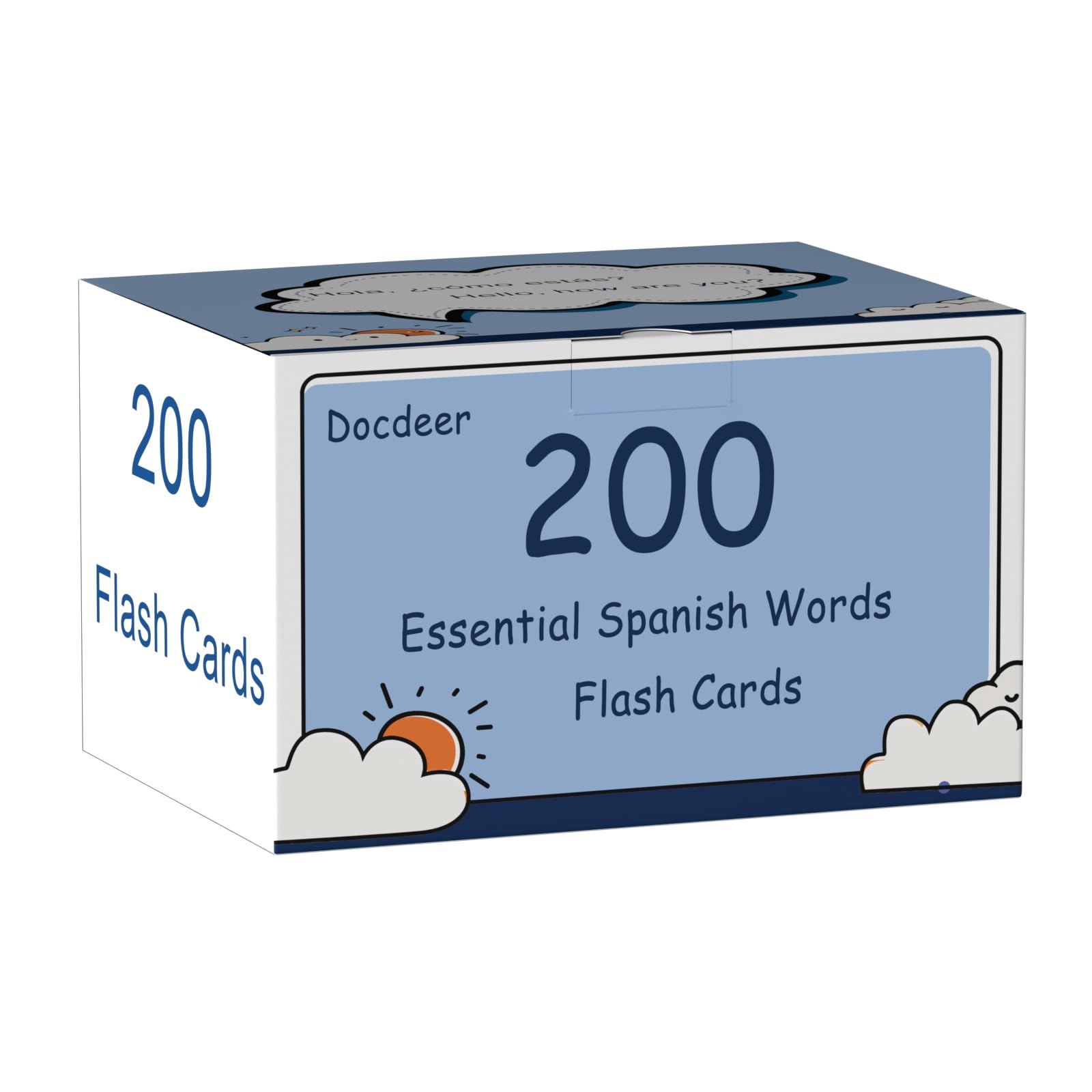 200 Essential English-Spanish Words Vocabulary Flash Cards Flashcard for Beginners Adults | Learn Spanish for Beginners Adult