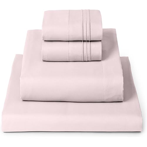 Mellanni Queen Sheets Set - 4 PC Iconic Collection Bedding - Hotel Luxury, Extra Soft, Cooling Bed Sheets - Wrinkle, Fade, Stain Resistant (Queen, Blush Pink)