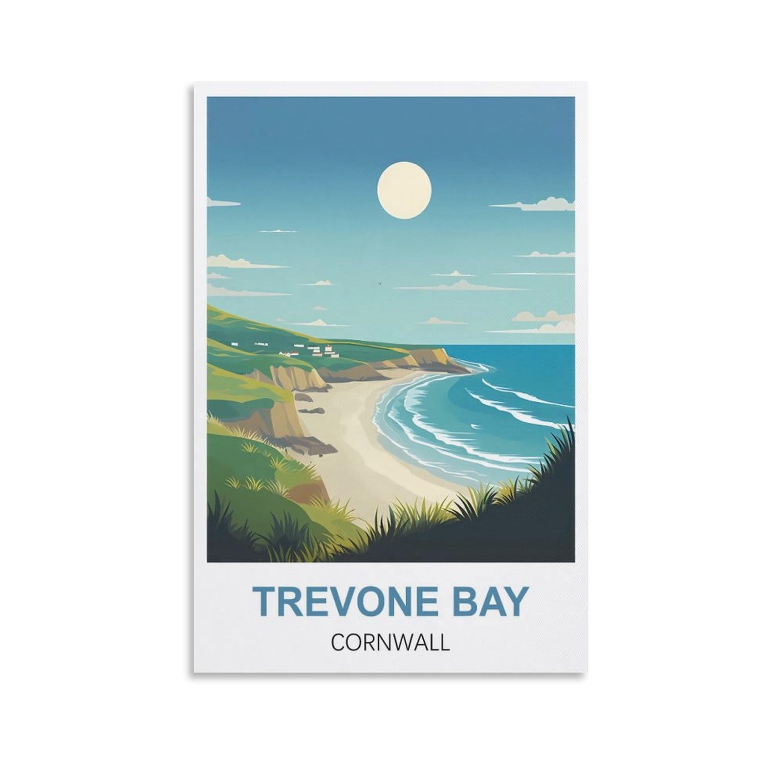 Tin Signs Retro Trevone Bay Cornwall Tin Sign Plaque Poster Wall Art Decoration for Cafe Bar Restaurant Pub 20 * 30cm