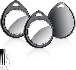 Air Tracker Tags 3 Pack Deep Black, 5.3 Bluetooth Tracker Work with Apple Find My (iOS Only), 100dB Sound, Smart Tag with Keychain/Lanyard, Item Finder for Luggage/Key/Suitcase, Replaceable Battery