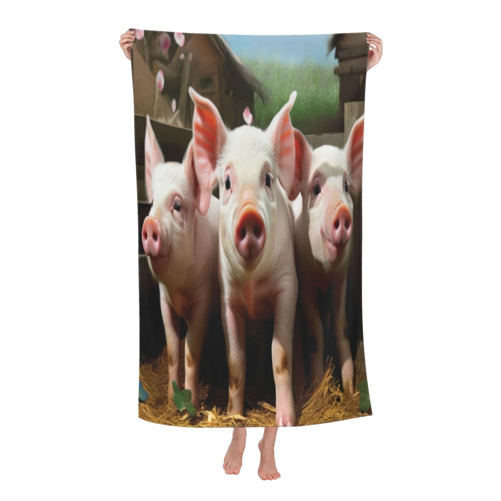 LSRCPD Beach Towels Pig And Chicken Swim Travel Bath Yoga For Women Adults 80X130Cm