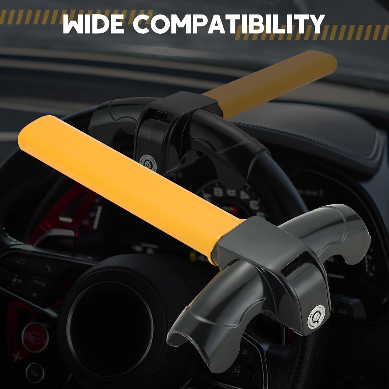 Universal Car Steering Wheel Lock | Heavy Duty Rotary Auto Lock with Adjustable Length, Steering Wheel Lock Anti-Theft Device for Steering Wheel Diameters Less Than 1.5''/4cm
