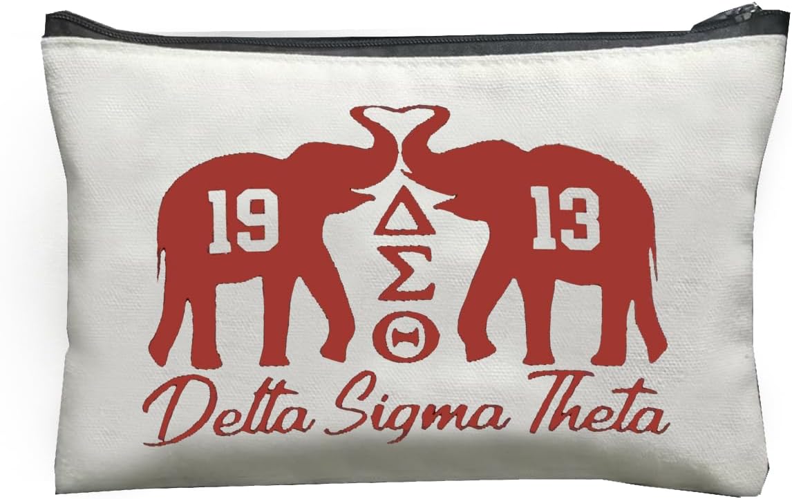 Makeup Bag with Delta Sorority Elephant Printed,Portable Makeup Organizer, Gift For Cosmetic Bag,Lightweight Storage Bag,Casual Cosmetic Pouch with Zippered Pocket,Travel Accessory for Women