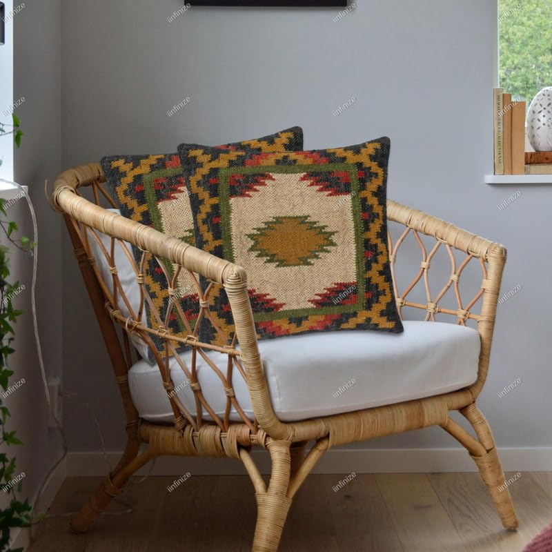 Coussin en jute lot de 2 pour réchauffer un salon moderne style ethnique