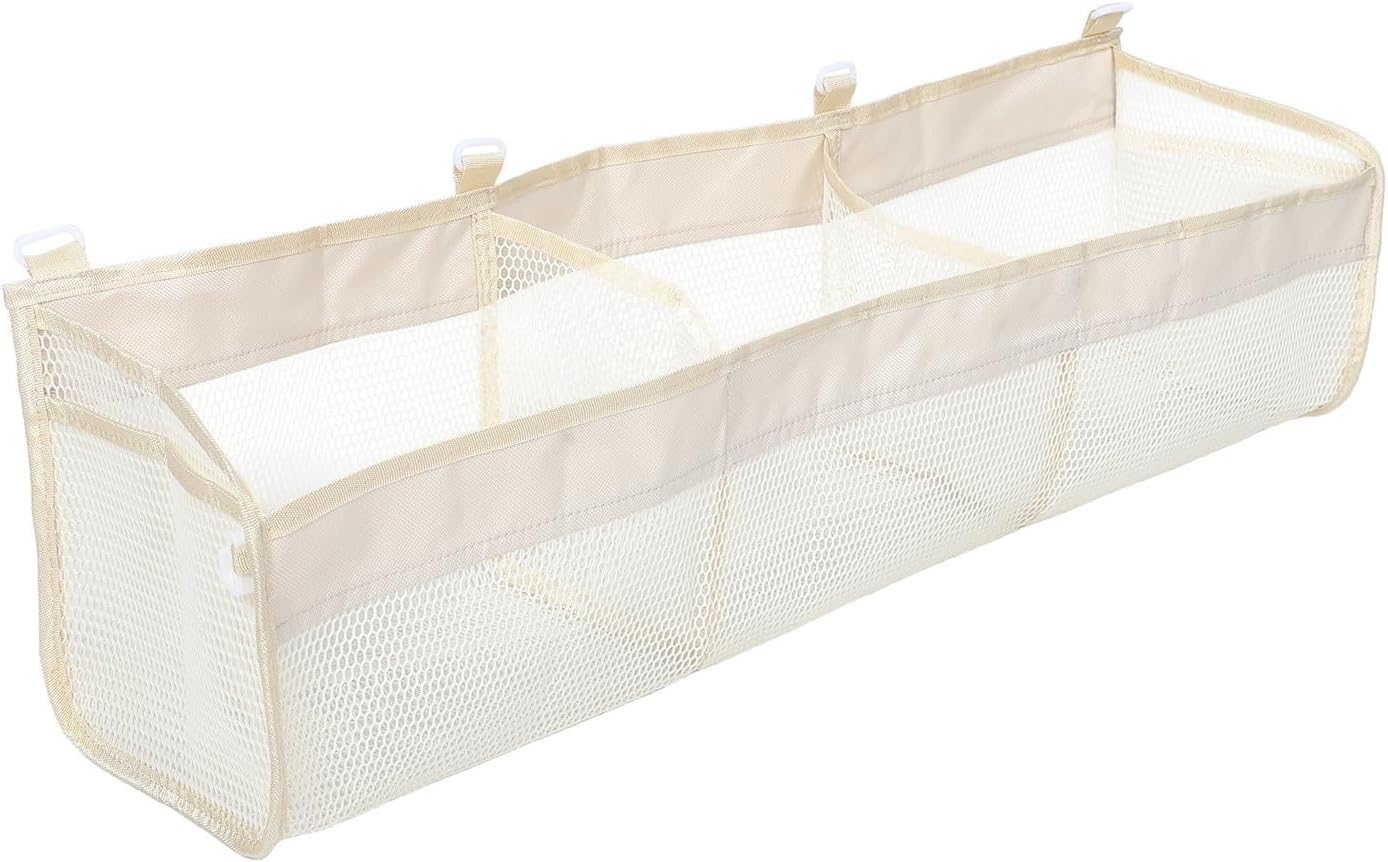 Bath Toy Organizer - Waterproof & Quick Dry Mesh Bath Toy Holder for Bathtub - 3 Compartments Hanging Bathroom Storage Organizer Bag for Home Or Kindergarten