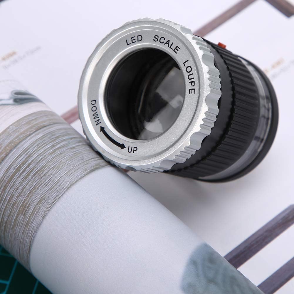 Watris Veiyi Jewelry Loupe, Magnifying Glass 30X, Adjustable Focal Length Magnifier with LED Lights, Pocket Magnifying Glass, Portable Optics Lens Loupes for Jeweler, Coins, Stamps