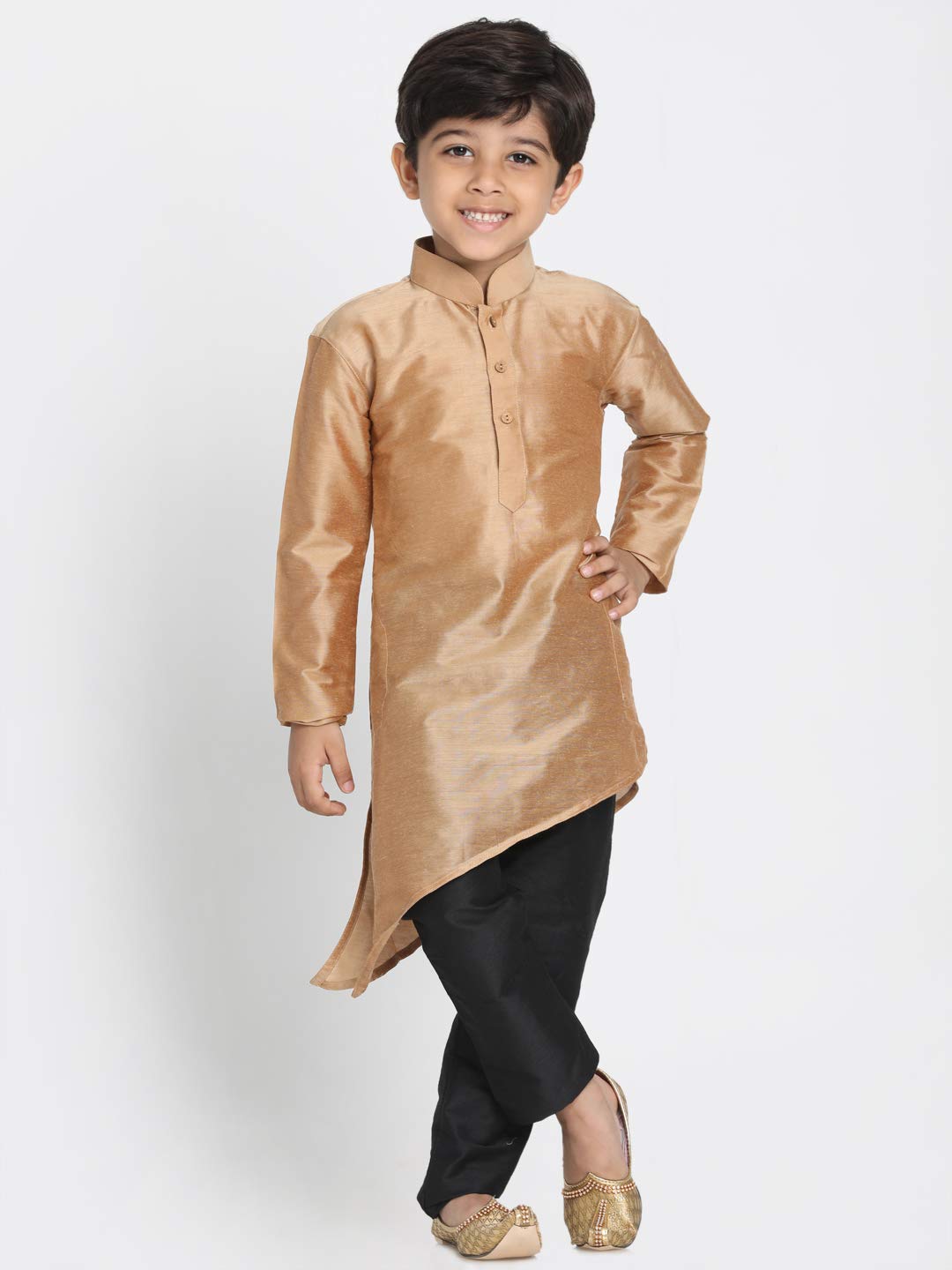 Jbn Creation Boys' Rose Gold And Black Cotton Blend Kurta And Pyjama Set_Jbnbk064Rgnpvbl_16