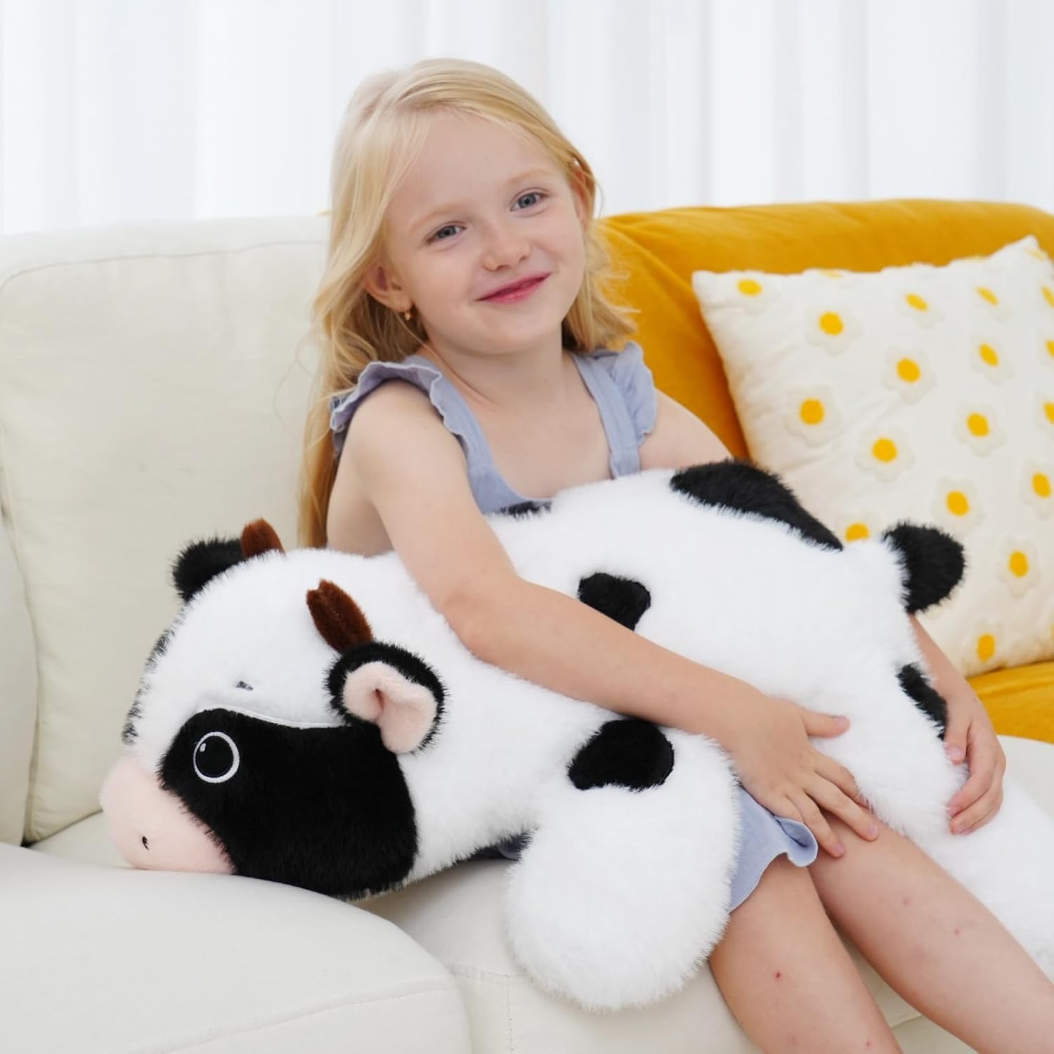 4lb Weighted Stuffed Animal 25in, Weighted Cow Stuffed Animal, Giant Stuffed Cow Plush Toy for Kids and Adults, Gift Birthday,Valentine,Christmas