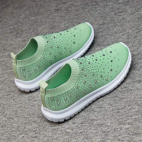 Image of GOSPT Women's Mesh Sport Shoes Rhinestone Glitter Slip On Ballroom Jazz Latin Dance Sock Sneakers