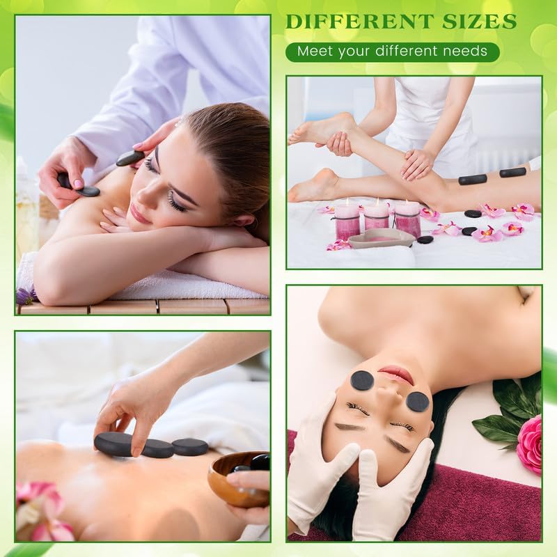 Miniatura 5 de TrelaCo Juego de 2 40 piezas de piedras calientes de masaje con calentador de piedras calientes para masaje de pedicura, piedras de masaje