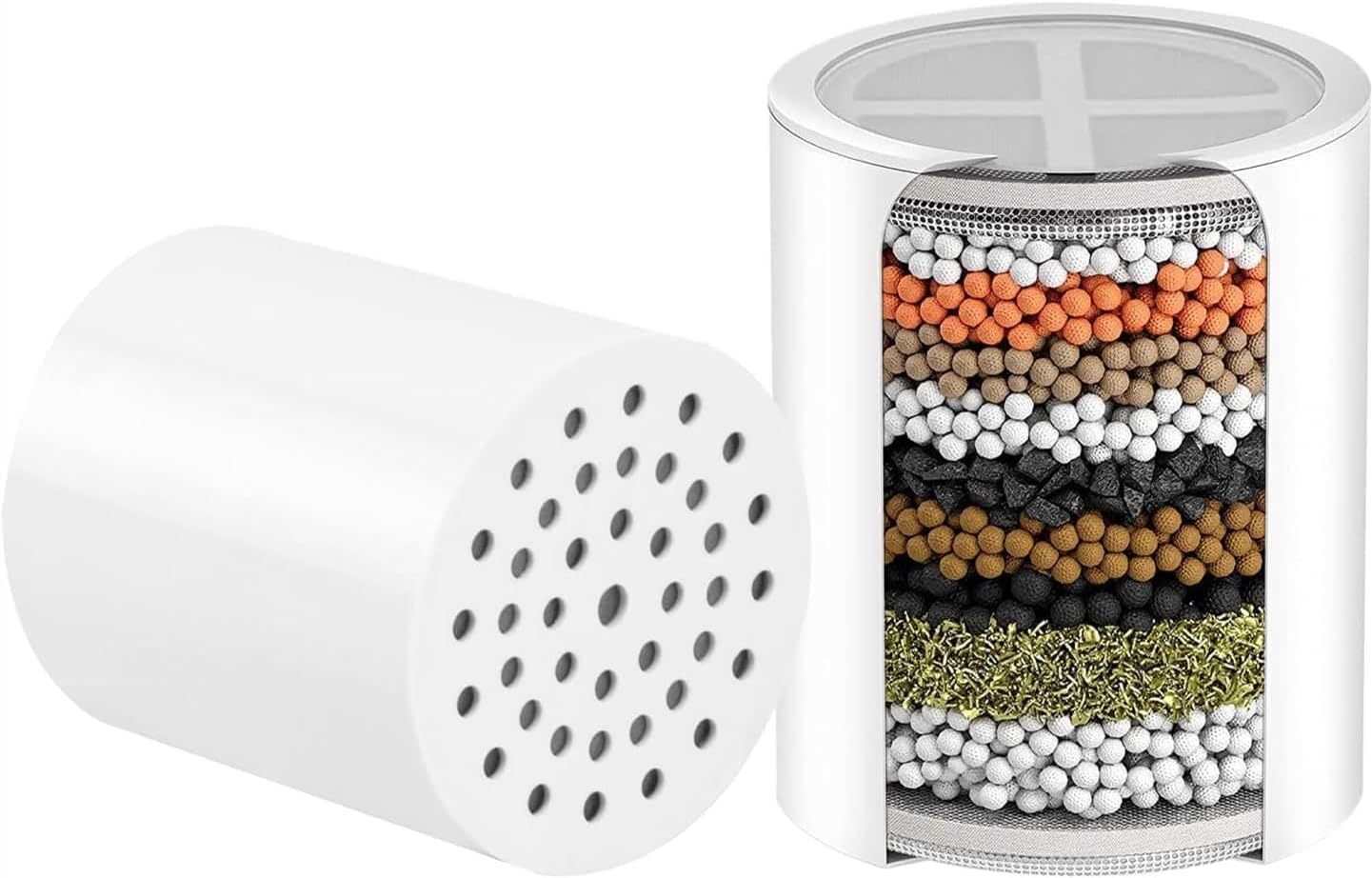 2-Pack Replacement Shower Filter Cartridge Compatible with New Wave Enviro High Pressure Filtered Shower Heads,Water Softener Filter for Hard Water Reduce Chlorine and Harmful Substances