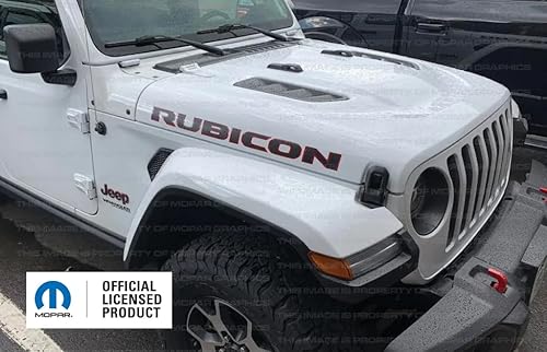 Miniatura 11 de Decal Mods Rubicon Hood - Calcomanía gráfica de vinilo para Jeep Rubicon/Gladiator JL/JT (2018-2024) negro con contorno de bronce 392 FB392O