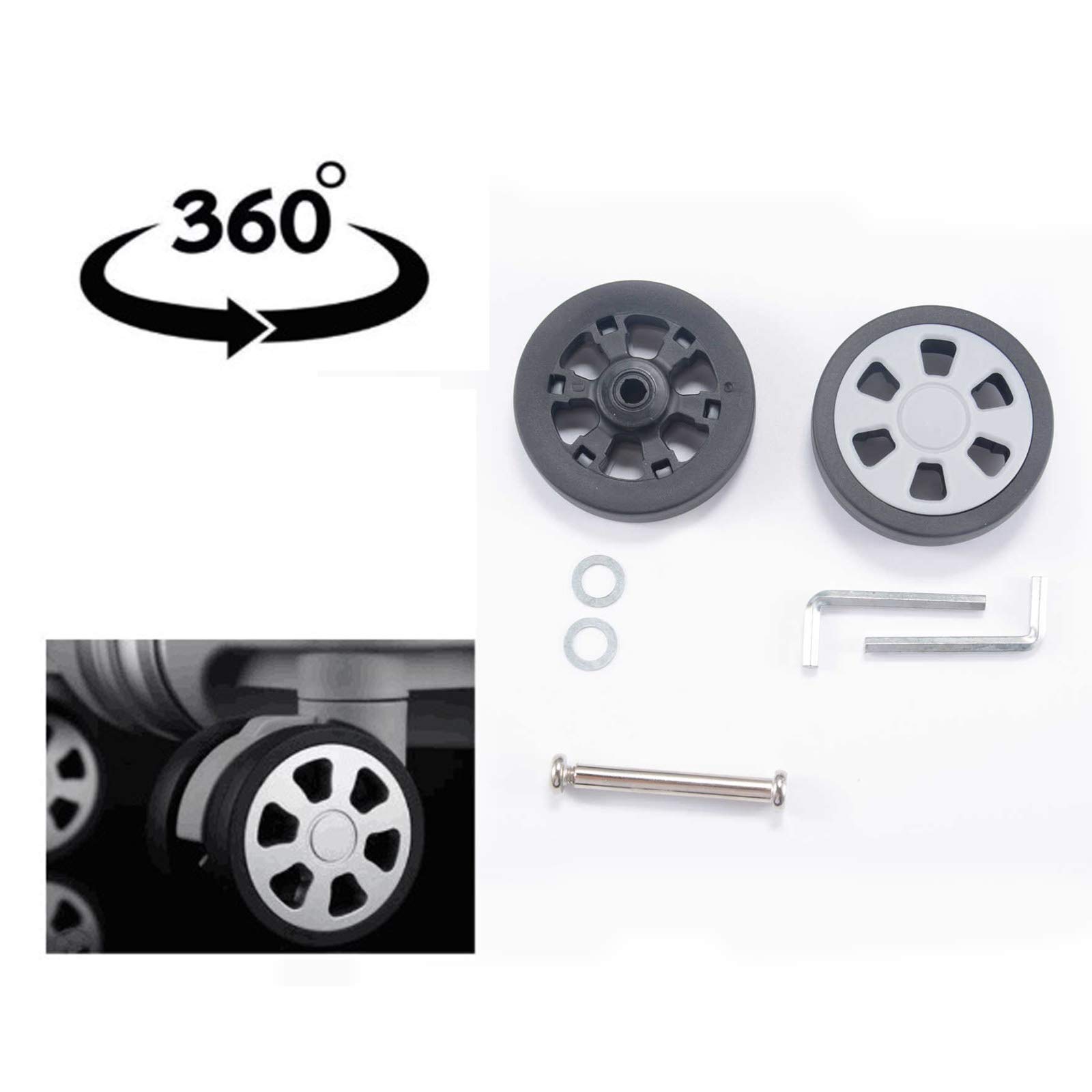 Koffer-Ersatzrollen Set – 4 Stück, 360° Drehbar, Mit 2 Befestigungslöchern, Für Selbstständige Koffer-Reparatur