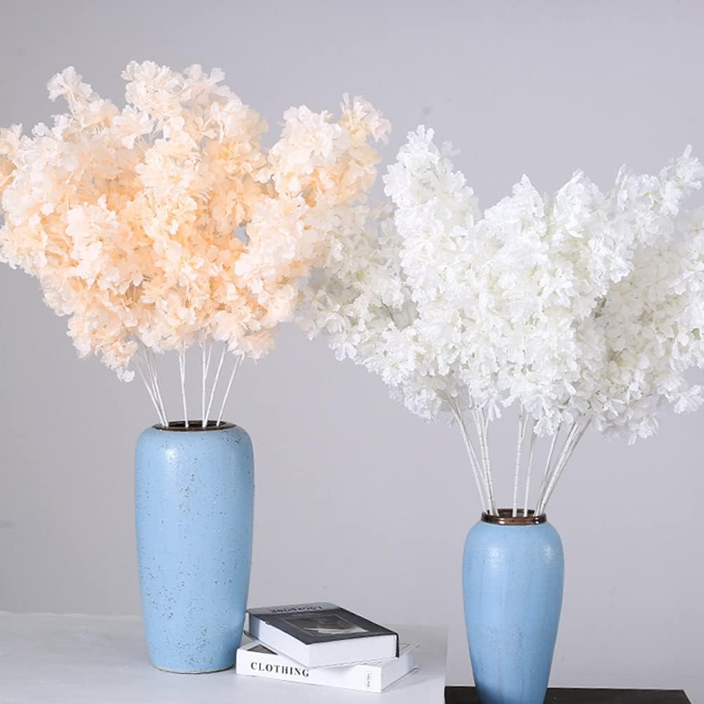 Goodangie00 5Pcs 33.5" White Artificial Cherry Blossom Flower Bushy Silk Branches for Spring Home Room Wedding Party Kawaii Decor, Japan's National Flower - Image 5