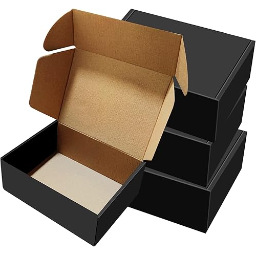 30 Pack 9x6x4 inches Black Shipping Boxes, Corrugated Mailer Boxes, Packaging Boxes for Products, Recyclable Cardboard Box, Flat Literature Mailers for Gifts, Clothings by Mailing