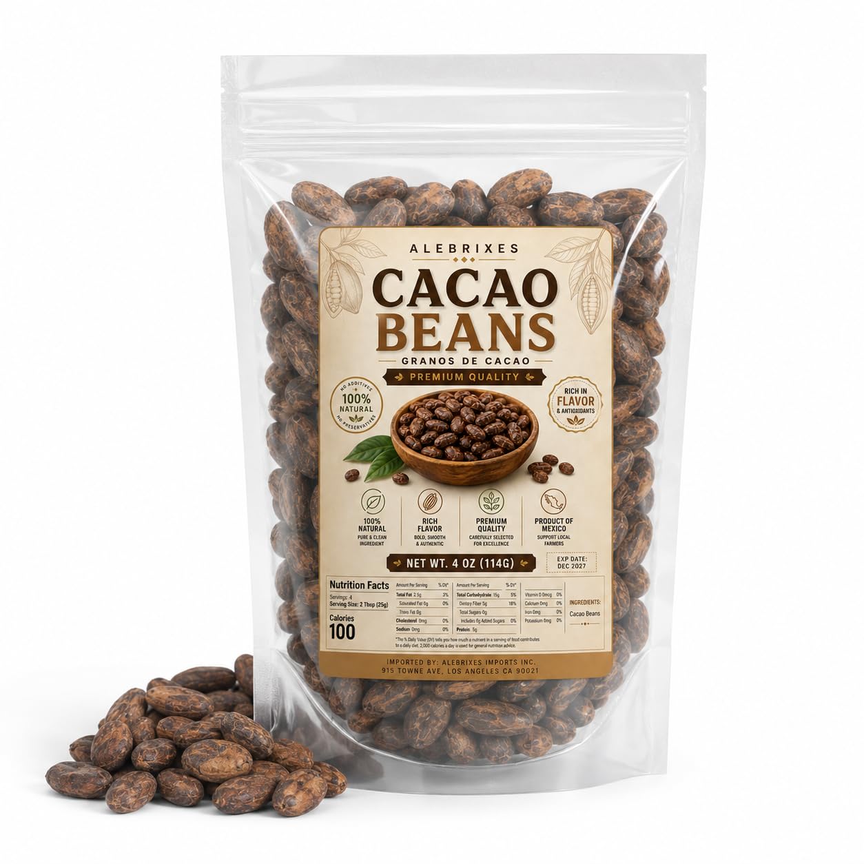 Amazon.com : Alebrixes | Whole Cacao Beans 4 oz (114 g) | Granos