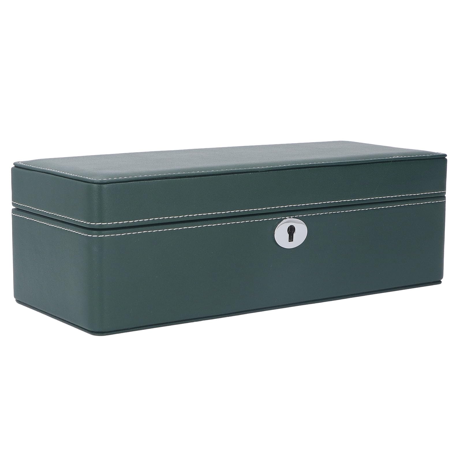 Box di Orologi a 4 Slot con Chiave in Pelle in Microfibra - Spazio di Lusso Verde per Orologi Meccanici e Display di Gioielli