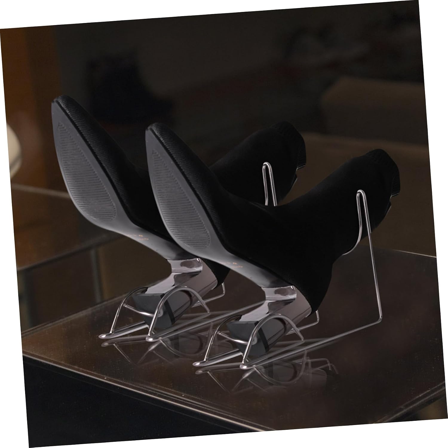 Alipis 2pairs Stainless Boot Rack Display Stand for Boots Shoe Shelf for Store Home Hotel Use Lightweight Portable Design