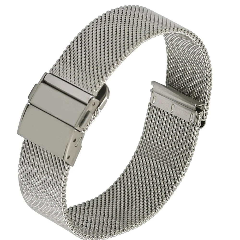 Correa de reloj 16 mm acero inoxidable recambio banda universal 6