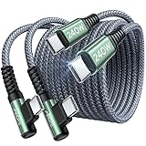 AINOPE 240W USB C to USB C Cable (6.6ft 2Pack Chubby USB C) USB C to USB C Fast Charging Cable, Right Angle USB C Charger Cable for iPhone16 Charger Cord, MacBook Pro, iPad, Samsung Galaxy S25