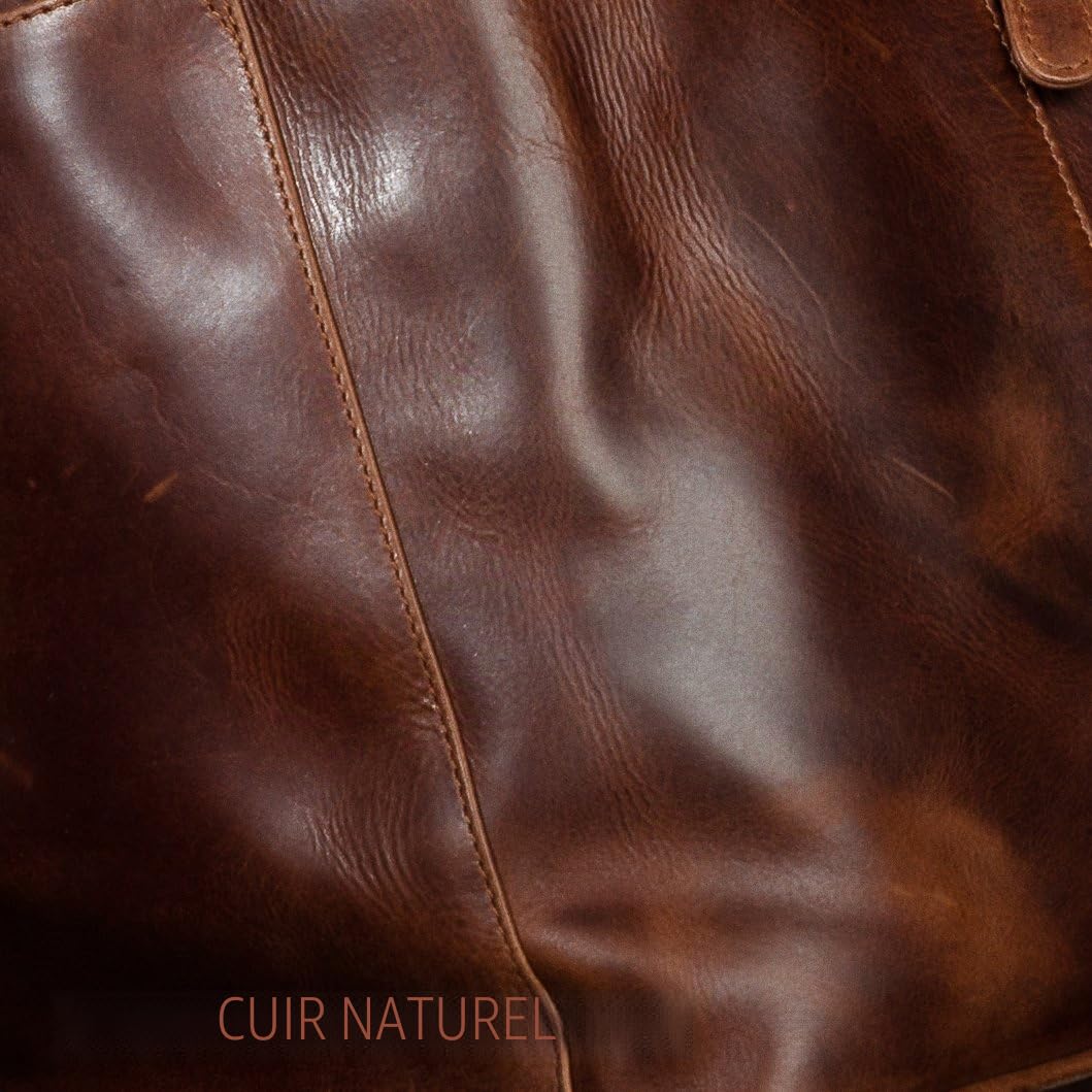 SID & VAIN Sac Ordinateur Portable Cuir véritable 15.4 Pouces Brighton Mallette Professionnelle bandoulière XL Grand pour Hommes Serviette de Travail Etudiante Marron