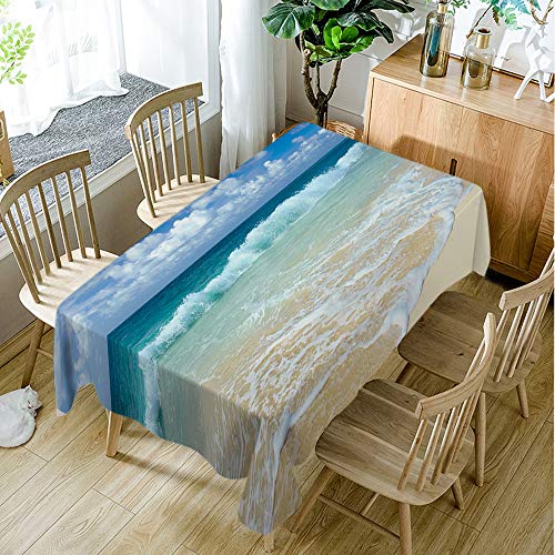 Aoyego Seascape Rectangle Tablecloth Ocean Beach Clouds Coast Sky Nature Wave Sunny Nature Scenic Sea Splash Tablecloths 60X104 Inch Polyester For Indoor Outdoor Picnic Party Dinner Table #TOP2