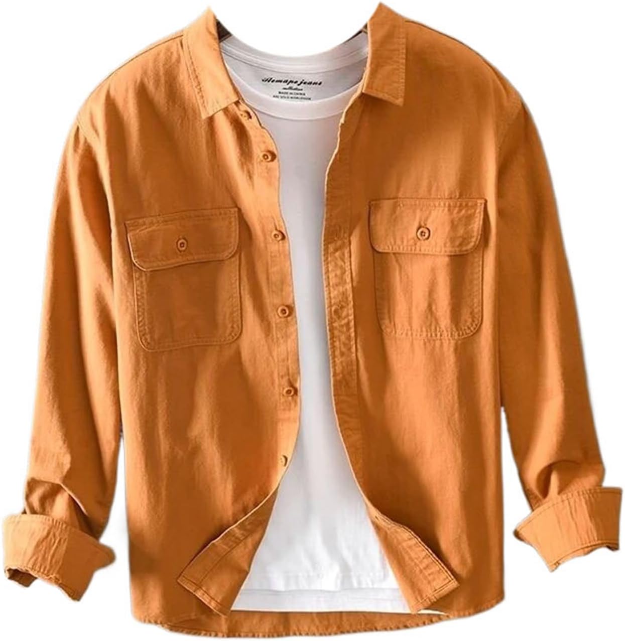 Shirts for Men Long-Sleeve Cotton Thick Tops