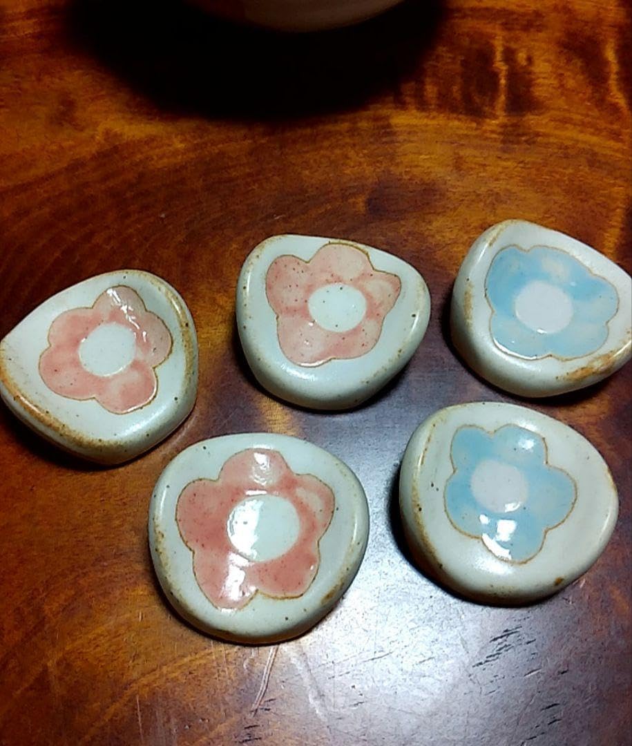 美濃焼 和風花柄陶器 茶碗&amp;箸置き