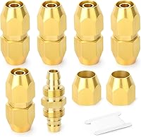 Vista 26 de GASHER 10PCS Brass Pneumatic Replacement Fitting, Reusable Hose End Repair Fitting 1/4" Barb（Suitable for 1/4" ID，5/16" OD air hose) x 1/4" NPT Rigid
