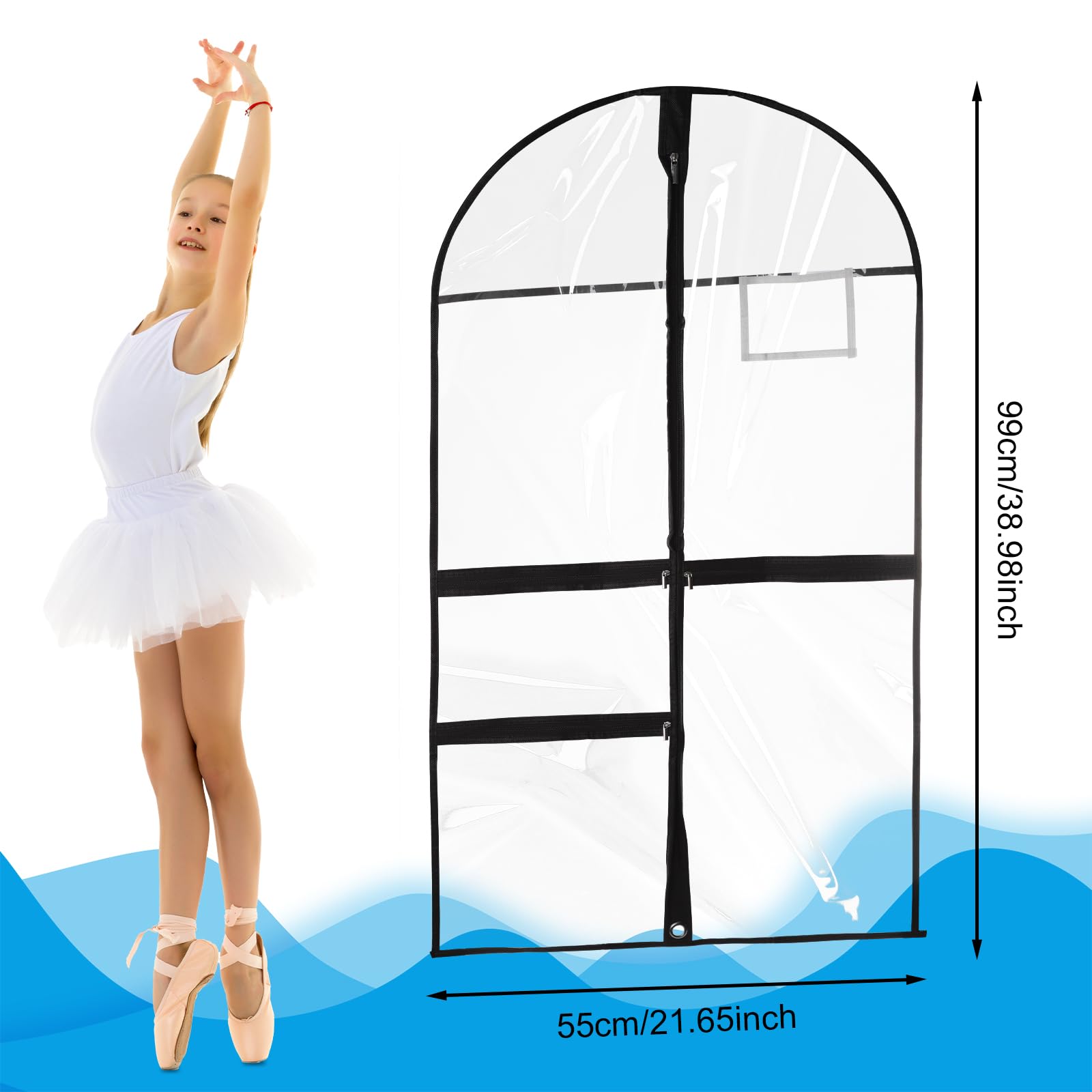 3 Pack Clear Garment Bags With Pockets – Waterproof Dance Costume Organizer, Hanging Storage For Travel & Home