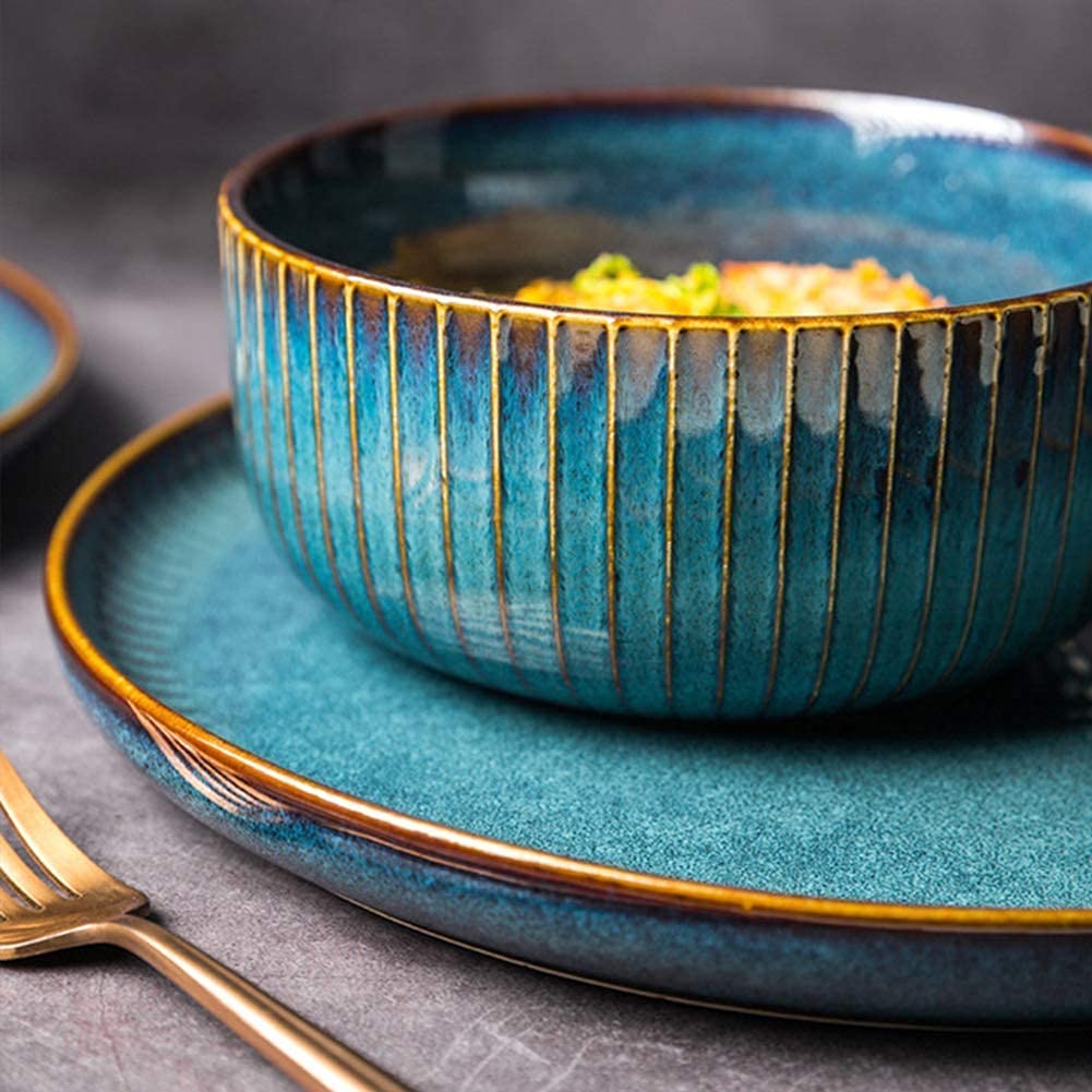 Ensembles de vaisselle en porcelaine, assiettes et bols, service de table moderne en céramique, service pour 8 à 12 personnes, style japonais, ensembles d'assiettes et de bols, ensembles de vaisselle