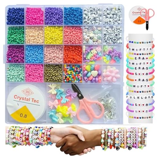 Beadsz Bracelet Making Beads Kit Including Elastic Cord 1 Scissor With Plastic Storage Box Friendship Bracelet Kit Flat Polymer Clay Beads For Jewelry Making Kit For Girls,Multi-Coloured
