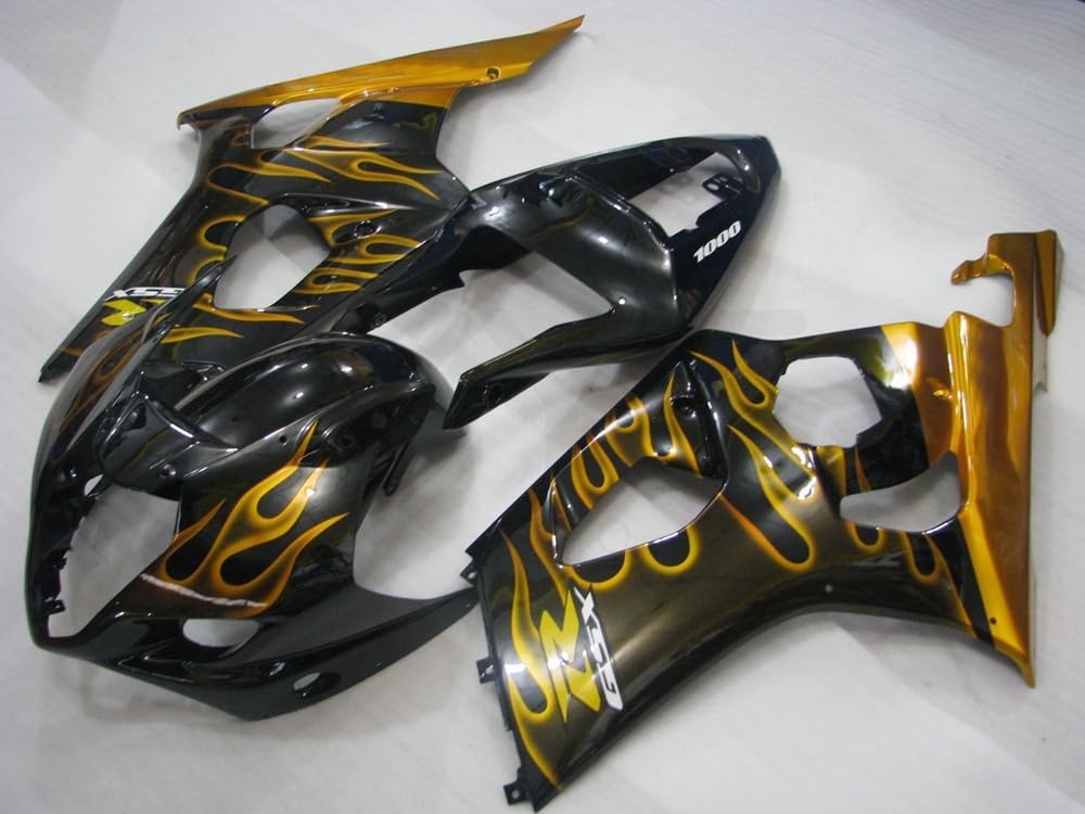 Injection Molding Plastic Fairing Kit For 03 04 GSXR1000 K3 2003 2004 GSXR 1000 GSX R1000 K3 Black Gold Fairings Set 031KQ