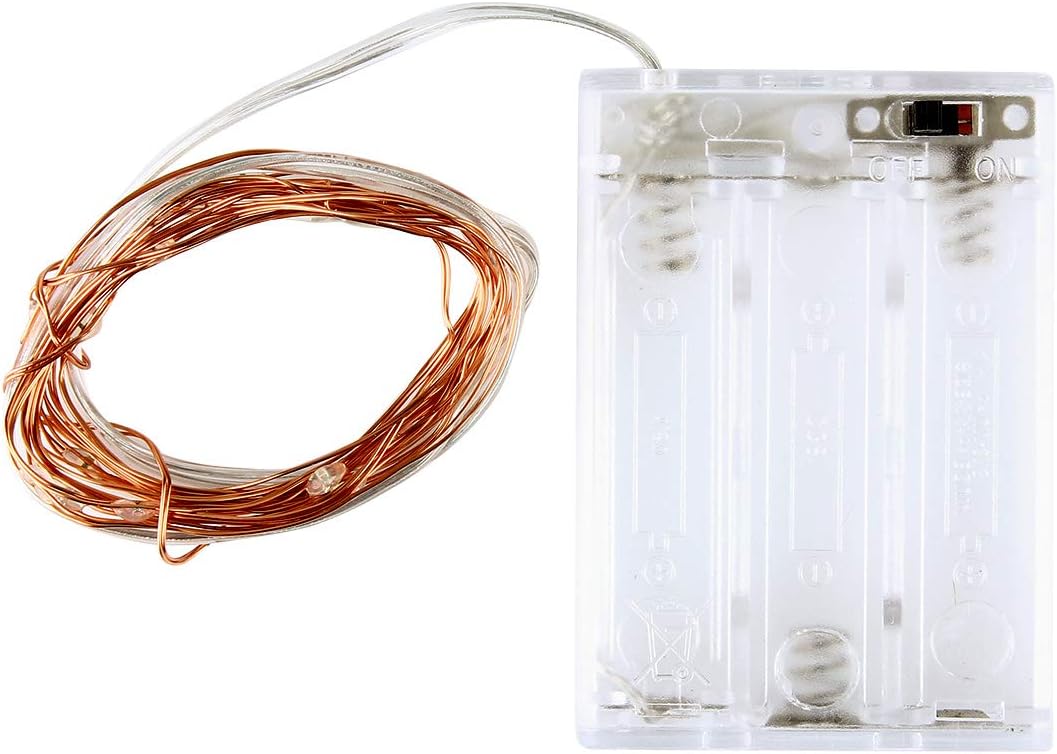 BINZET 50 LEDs 3AA Battery Operated Copper Wire String Light, 2 Meters (No Remote), Yellow