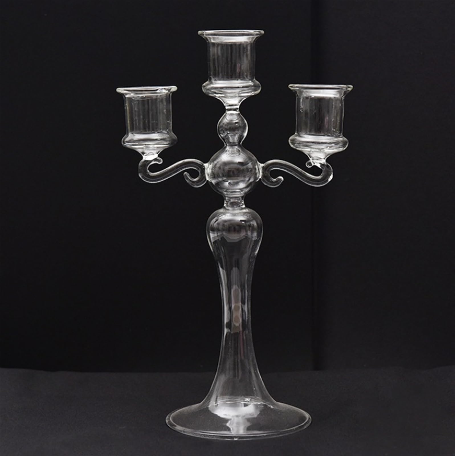 Porta Candele Candelabro Portacandele in Vetro A 3 Bracci, 3 Rami, Portacandele per Matrimoni, Decorazioni per La Casa Portacandele candeliere(Transparent)