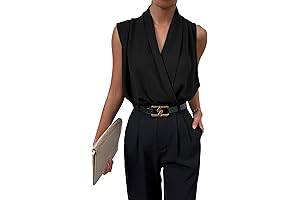Women's Surplice Neckline Ruched Draped Wrap Blouse Top