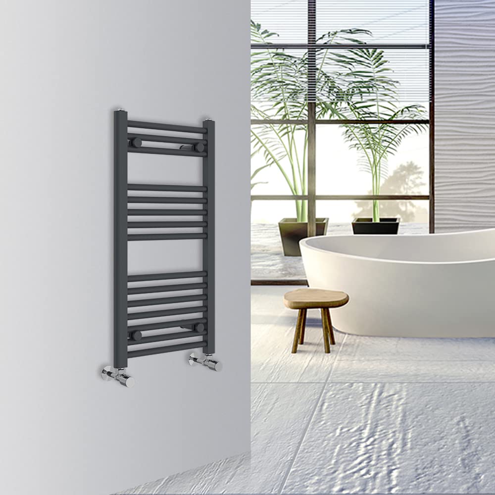 Warmehaus Anthracite Straight Bathroom Heated Towel Rail Warmer Radiator Central Heating 800X400mm